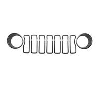 Couvercle D'anneau De Calandre Et Anneau De Phare Décoratif Pour Jeep Pour Wrangler JL 2024 Aspect Fiber De Carbone Grille de Devant(Look de carbone)