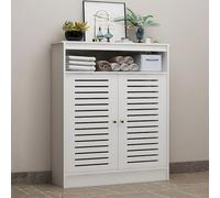 Couvercle D'armoire De Radiateur Avec 2 Portes Cache Radiateur Moderne Blanc Cache Radiateur Décoratif Grille Couvercle Radiateur Pour Vieux Radiateur Salle De Bain Salon(L60xH90xT20cm)