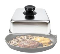 Couvercle D'Arrosage Pour Plancha 25 cm carré en acier inoxydable robuste | Dôme Vapeur Et Fromage Pour Grill Cuisson Et Fonte De Fromage Sur Burgers Steaks Maison BBQ Camping Pique