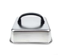 Couvercle de barbecue carré en acier inoxydable avec poignée, cloche de conservation de la chaleur pour une cuisson homogène, housse de barbecue résistante à la rouille pour steak et hamburger, 16/21