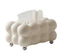 Couvercle de boîte à mouchoirs à Bulles esthétique avec Pieds en Perles argentées, Porte-mouchoirs décoratif de Luxe pour Salon Salle Manger, Blanc