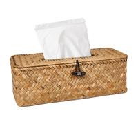 Couvercle de boîte à mouchoirs en osier, couvercle de boîte à mouchoirs rectangulaire, support en jonc mer avec dessus rabattable, porte-serviettes décoratif pour le visage, pour salle bain, cu