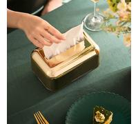 Couvercle de boîte à mouchoirs moderne en ABS pour bureau, salon et bureau - 18 x 12 x 11 cm, finition or galvanisé, base antidérapante, compatible avec kleenex et la plupart des mouchoirs standard