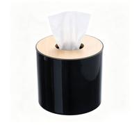 Couvercle de boîte à mouchoirs Rond, Support de boîte à mouchoirs Couvercle de Papier Toilette Rond en Bois avec couverclesupport de Feuille de sèche-mouchoirs décoratif (Noire)