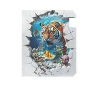 Couvercle de boîte aux lettres décoratif 3D avec trou fissuré en forme d'animal tigre sous-marine pour boîte aux lettres d'automne Taille standard 45,7 x 53,3 cm