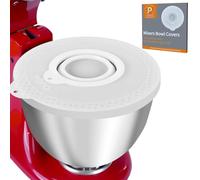 Couvercle de Bol en Silicone Compatible avec Kitchen Aid 4.5-5 Quart Bols de Batteur à Tête Inclinable avec Petit Bol Pliable, Couvercles de Bols à Pâte Levante (Blanc)