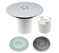 Couvercle de bonde de douche, en plastique chromé, 90 mm/115 mm, pour bonde de douche Viega Tempoplex, attrape-cheveux inclus, avec 2 filtres