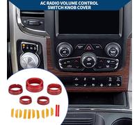Couvercle De Bouton De Commutation De Climatisation A-C, De Phare, De Contrôle Des Médias Pour Dodge Pour Ram 13-17 / Garniture Intérieure Élégant Alliage D'Aluminium 5 Pc Rouge