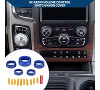 Couvercle De Bouton De Commutation De Climatisation A-C, De Phare, De Contrôle Des Médias Pour Dodge Pour Ram 13-17 Garniture Intérieure Élégant Alliage D'Aluminium 5 Pc Bleu