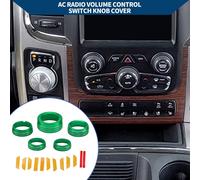 Couvercle De Bouton De Commutation De Climatisation pour AC Changement Vitesse Phare Contrôle Médias Pour Dodge Pour Ram 13-17 Garniture Intérieure Alliage D'Aluminium 5 Pcs Vert