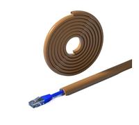 Couvercle de câble de Sol en PVC, Protecteur de câble d'alimentation Auto-adhésif, Extension de câble électrique, Fente de Conduit, Gestion de câble Passe Câble Sol(D20 Brown)