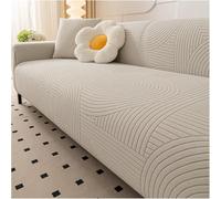 Couvercle de canapé à 1 pièce en Velours Stretch 360 ° Protecteur Souple Non glissé, Universel pour 1 à 4 Couches en Forme de L pour Une Section et Coussins en Forme de Off-White 3-Seater (190-230cm)