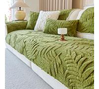 Couvercle de canapé en Peluche de Feuille de Feuilles, Couvercle de Coussin Non Glissant, Protecteur de Meubles d'hiver Chauds Doux et durables pour 1 à 4 sièges Green 70x120cm