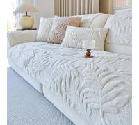 Couvercle de canapé en Peluche de Feuille de Feuilles, Couvercle de Coussin Non Glissant, Protecteur de Meubles d'hiver Chauds Doux et durables pour 1 à 4 sièges White 70x120cm