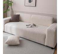 Couvercle de canapé épais, couvercle de protecteur de meubles en peluche pour un coussin de canapé élégant de conception non glissée chaude et confortable, élever le confort de la ma Beige 70*90*35cm