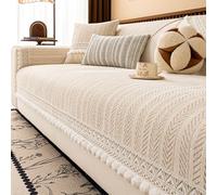 Couvercle de Canapé Lavable Universel en Toute Saison 2/3/4 Seater, Nouveau Couvercle de Canapé en Forme de Chenille Doux L, Protecteurs de Meubles pour Animaux de Compag Beige 30 * 50cm Pillow Cover
