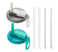 Couvercle De Canette De Soda Avec Paille, Lot De 2 Couvercles De Canette Avec Pailles Et Brosse De Nettoyage, Couvercles De Canette De Soda Anti-déversement, Couvercles De Canette Réutilisables