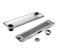 Couvercle De Caniveau De Drainage Extérieur Drain de douche à sortie latérale 20-100cm, en acier inoxydable, Drainage sol salle bains, déchets linéaire for cuisine(20x10cm Side)