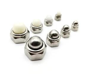 Couvercle de capuchon de gland en acier inoxydable 304, M4 M5 M6 M8 M10 M12, dôme demi-cercle, écrou de verrouillage hexagonal en Nylon(Metal cap,2pcs M12)