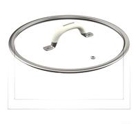 Couvercle de casserole et poêle en verre trempé avec poignée en silicone résistante à la chaleur, convient pour les ustensiles de cuisine domestiques de 16 à 26 cm, design anti-débordement pour