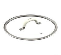Couvercle de casserole et poêle en verre trempé avec poignée en silicone résistante à la chaleur, convient pour les ustensiles de cuisine domestiques de 16 à 26 cm, design anti-débordement pour