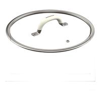 Couvercle de casserole et poêle en verre trempé avec poignée en silicone résistante à la chaleur, convient pour les ustensiles de cuisine domestiques de 16 à 26 cm, design anti-débordement pour