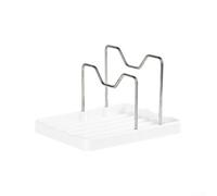 Couvercle de casserole et porte-ustensiles en acier inoxydable à deux rangées avec fentes sécurisées en forme de U, design pour petites cuisines, construction PP + acier inoxydable, comprend un bac de