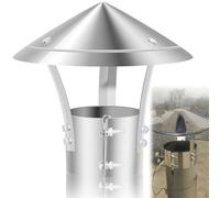 Couvercle de cheminée en acier inoxydable 75 mm - Hotte de cheminée en acier inoxydable pour tuyaux de poêle Ø 75 mm avec bande de serrage, capot de pluie en acier inoxydable - Comme protection contre