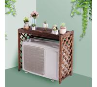 Couvercle de climatisation, support de climatisation en bois, support de fleurs extérieur, carbonisation/étanche, épaissir le panneau supérieur/conception de grille latérale (Size : 105X47X80Cm)