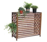 Couvercle de climatisation Support de fleurs à persiennes, cadre de climatisation extérieur, couvertures de climatisation en planche de bois épaissie, support de fleurs pour plantes de balco