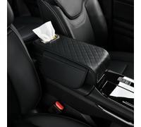 Couvercle de console centrale, for Highlander 2020 2021 2022 2023 2024 2025, Pu Leather Covers Arm Rest Cushion with Storage Bags Tissue Box Interior Accessories(Black)