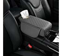 Couvercle de console centrale, for Highlander 2020 2021 2022 2023 2024 2025, Pu Leather Covers Arm Rest Cushion with Storage Bags Tissue Box Interior Accessories(Gray)