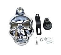 Couvercle de corne de crâne de moto pour Harley Dyna Sportster Softail V Rod Big Twin Evo 1992-2012 avec corne de stock entre les cylindres (Chrome)