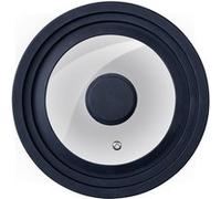 Fackelmann 688656 Couvercle universel adaptable 24 cm 26 cm et 28 cm, pour Casserole, Poêles, Marmites, Faitouts, Valve Cuisson à la Vapeur, Verre Trempé Haute Résistance, Silicone, Transparent, Noir