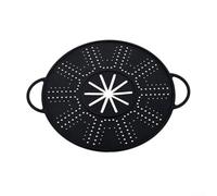 Couvercle de cuisson en silicone avec ouverture centrale d'évacuation de vapeur et poignée ergonomique pour une manipulation sûre sur les casseroles et poêles chaudes (noir)