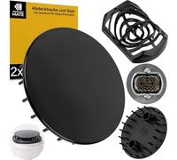 Couvercle de Douche avec Filtre, Ø 75 mm, en Noir, Compatible avec Viega Domoplex 6928 et 6929, Convient pour 6930.0, 649 968, Couvercle de Rechange pour Receveur, Filtre à Cheveux, Filtre de Douche