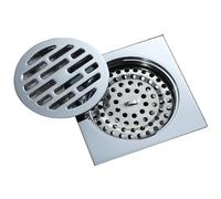 Couvercle de Drain, 1 pièce, Drain de Douche carré de Salle de Bain, 4 Pouces, en Laiton chromé, Siphon de Sol, Grille de déchets, Couvercle Rond, Filtre à Cheveux 10 x 10 cm
