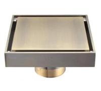 Couvercle de drain de douche, drain de douche, drain de sol de salle de bains, insert de carrelage carré anti-odeur, drain de sol 100 x 100 (or)(Antique Bronze)