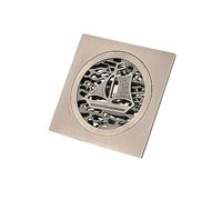Couvercle de drain de douche Grille de drainage, siphon de sol, siphon de sol de douche à motif de voilier, siphon de sol carré en laiton antique for décoration de salle de bain de style chinois