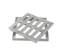 Couvercle de drainage extérieur, couvercle de vidange avec cadre, grille de vidange antidérapante pour l'eau de pluie, grille de canal pour écoles et zones résidentielles, argenté (200 x 200 x 20 x 2
