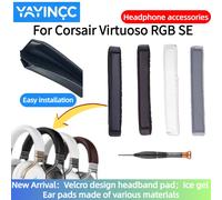 Couvercle de faisceau de tête en Velcro amélioré de remplacement/coussin d'oreille à boucle pour pièces de réparation de casque Corsair Virtuoso RGB SE installation facile Combo gris