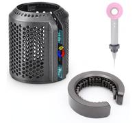 Couvercle de filtre magnétique amélioré pour sèche-cheveux compatible avec Dyson Supersonic HD01 HD03 HD07 HD08 HD15 modèles avec brosse de nettoyage pour filtre et pièces de rechange (gris)