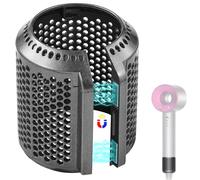 Couvercle de filtre magnétique amélioré pour sèche-cheveux compatible avec Dyson Supersonic HD01 HD03 HD07 HD08 HD15 Modèles de cage de filtre de sèche-cheveux (gris métallique)