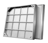 Couvercle de fosse septique en acier inoxydable avec cadre encastré et trou de traction - Design invisible pour système d'arbre (800 x 800 x 50 mm) - Résistant aux intempéries - Solution élégante