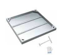 Couvercle de fosse septique en acier inoxydable avec crochet et gants Capacité de charge 2,6 T 70 x 70 x 5 cm - Couvercle d'accès au drainage enterré durable et sécurisé