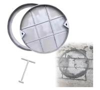 Couvercle de fosse septique rond renforcé, couvercle de regard invisible avec crochet, couvercle de regard et cadre en acier inoxydable, intégration transparente(Dia 28 in)