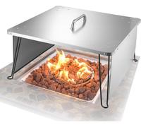 Couvercle de foyer VEVOR, 645x645x370 mm, déflecteur de chaleur Outdoor, couvercle de foyer en acier inoxydable pour feu de camp, camping, combustion de bois, avec 4 pieds rabattables et poignée de tr