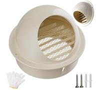 Couvercle de grille d'aération murale ronde en acier inoxydable avec accessoires, hotte sortie d'air for extracteurs 70, 80, 110, 150, 180 et 200 mm(Beige,100mm/3.94in)