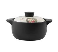 Couvercle de marmite en céramique pure soupière en céramique ronde noire casserole en terre cuite casserole en terre cuite avec couvercle résistant à la chaleur (2,5 L) noir - 2,5 l