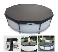 Couvercle de piscine Sihaian de 14 pieds avec drain automatique au-dessus du sol Couvercle de piscine facile Installation Couvre de piscine ronde